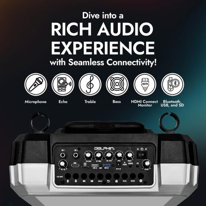 Máquina portátil de karaoke | tablet de 14 pulgadas, modulación de voz, HDMI, Bluetooth, USB, SD, FM, recargable, 8 pulgadas y 100 vatios, mango de carro y ruedas