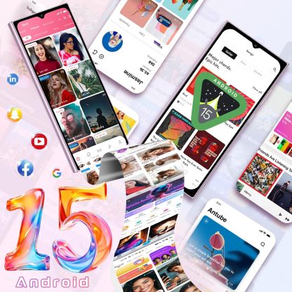 Teléfono celular desbloqueado, 24 GB+256 GB/TF 1 TB, visualización de 17,48 cm y visualización trasera de 4,60 cm, batería de 5150 mAh, teléfono Android 15, cámara de 13 MP, teléfono C62 PRO