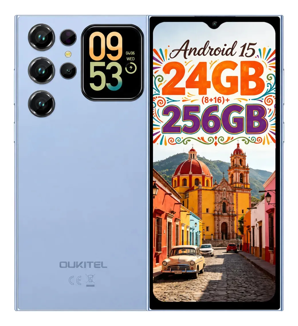 Teléfono celular desbloqueado, 24 GB+256 GB/TF 1 TB, visualización de 17,48 cm y visualización trasera de 4,60 cm, batería de 5150 mAh, teléfono Android 15, cámara de 13 MP, teléfono C62 PRO