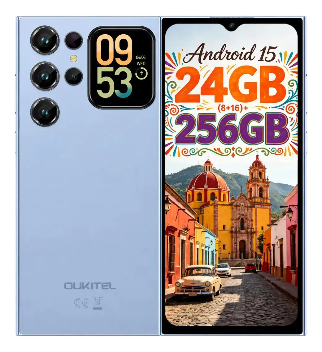 Teléfono celular desbloqueado, 24 GB+256 GB/TF 1 TB, visualización de 17,48 cm y visualización trasera de 4,60 cm, batería de 5150 mAh, teléfono Android 15, cámara de 13 MP, teléfono C62 PRO