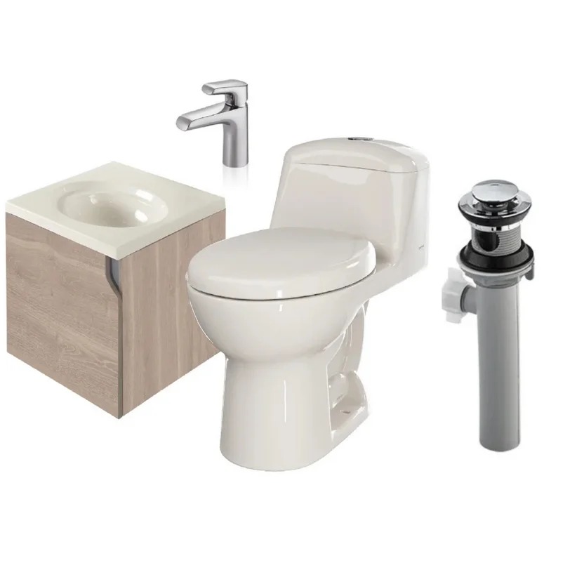 Combo Smart: Sanitario Smart Redondo Bone + Mueble Eclipse 45 Cm + Grifería Cascade Monocontrol Corona