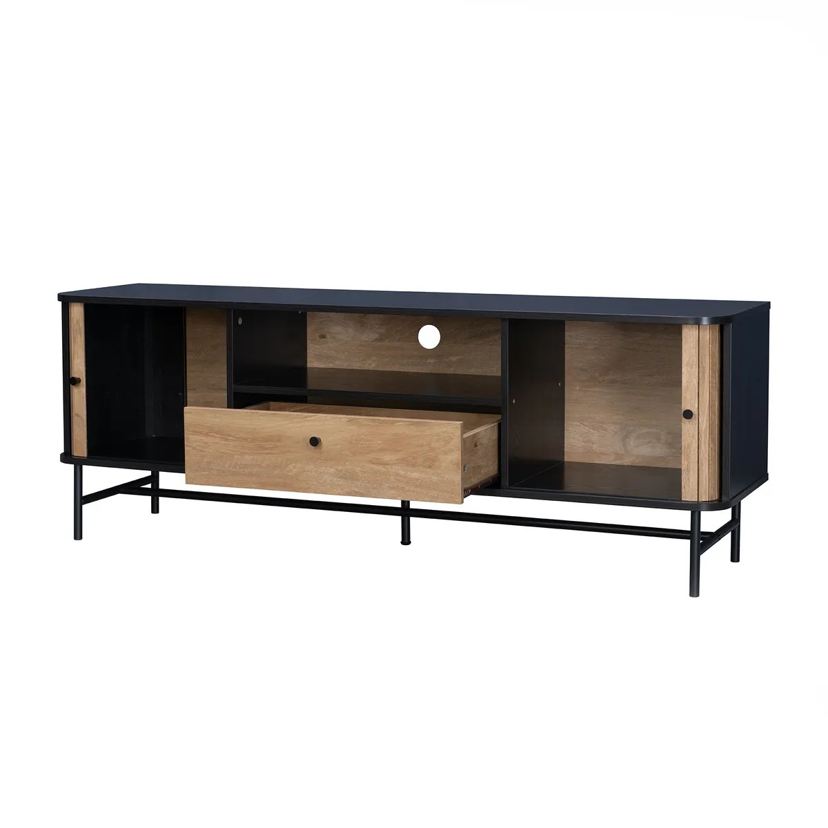 Rack de TV Top Living Charcoal con Puertas Corredizas