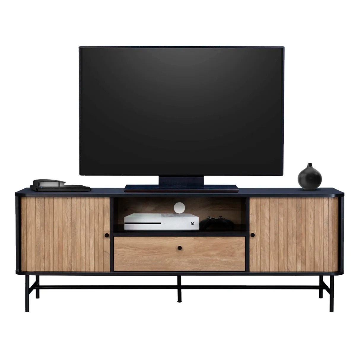 Rack de TV Top Living Charcoal con Puertas Corredizas