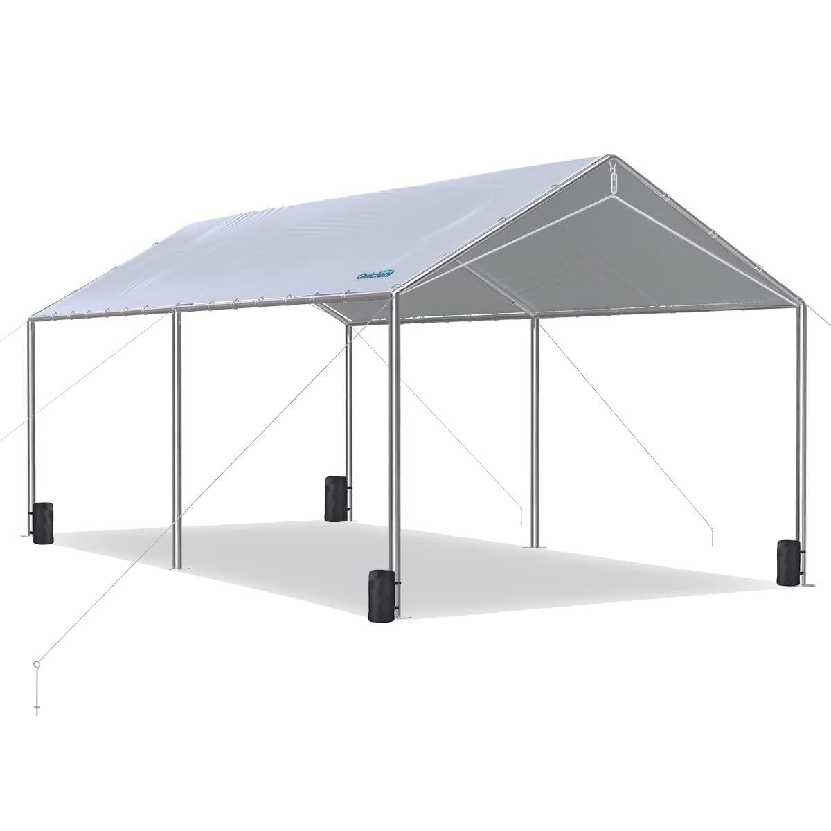10x20 ft Heavy Duty Car Canopy Galvanized Frame Carport Outdoor Party Tent Boat Shelter with 3 Reinforced Steel, Customized