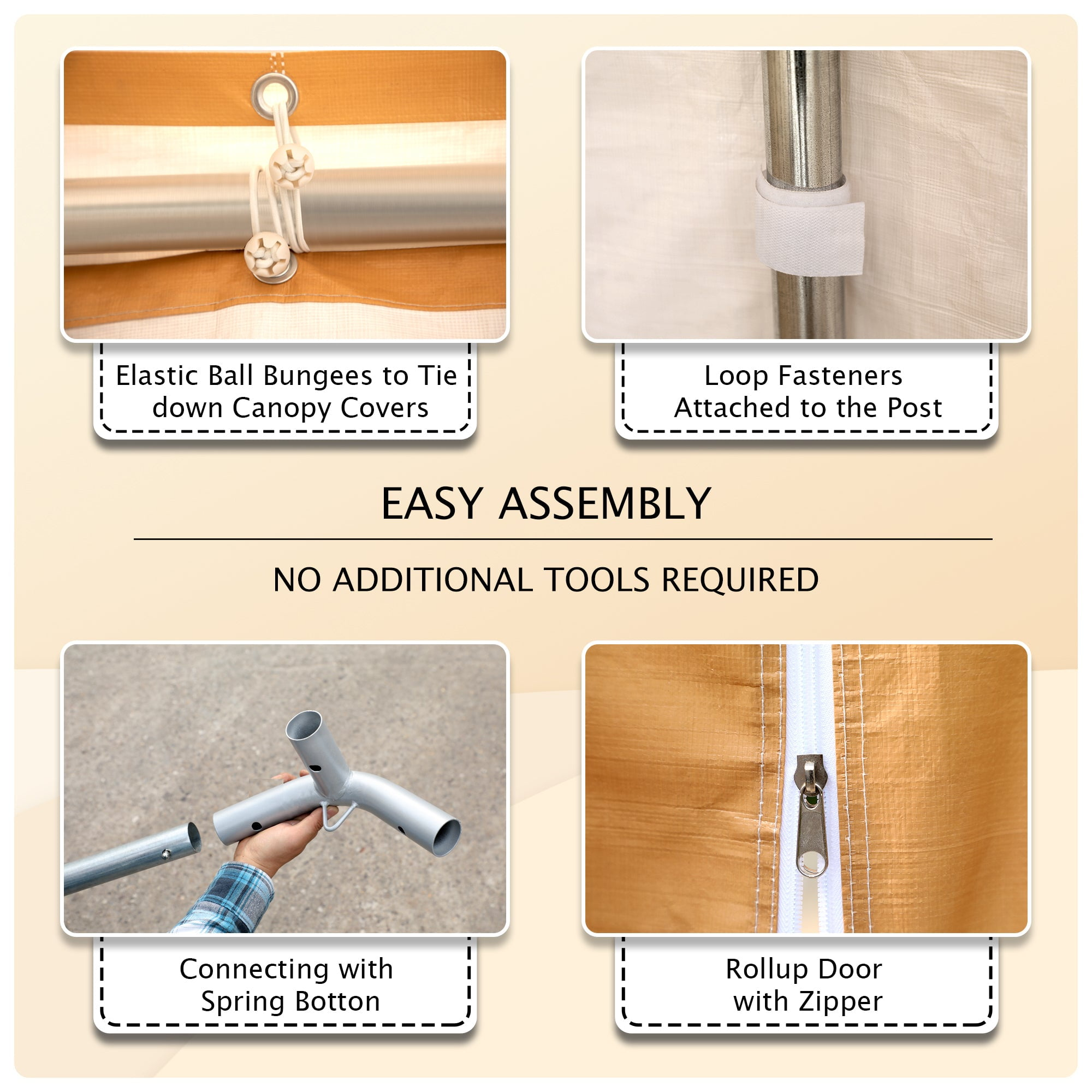 Carpa para cochera de alta resistencia de 10' x 20' con paredes laterales, color beige