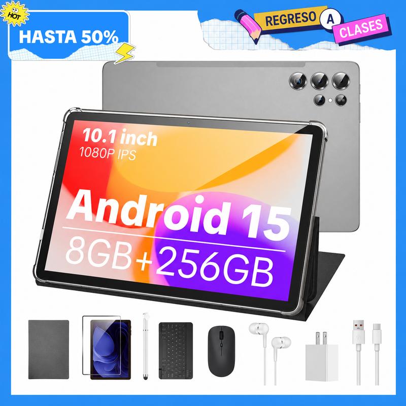 10.1 Inch Tablet | 8 Core Android 15.0 | 8GB RAM 256GB Storage | Dual Cameras | Bluetooth-compatible  | Batería 10000mAh | WiFi 5G |