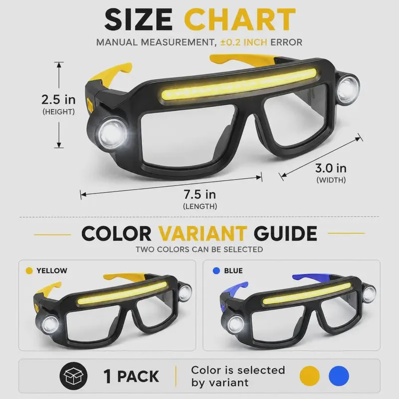 Rechargeable LED Headlamp Glasses