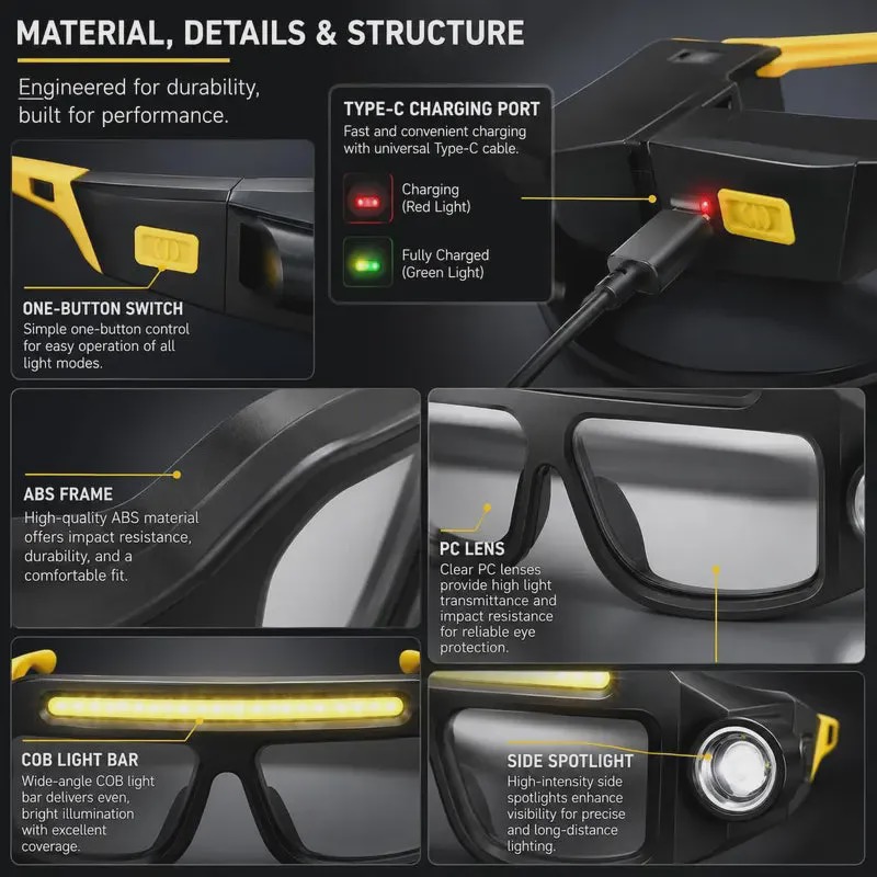 Rechargeable LED Headlamp Glasses