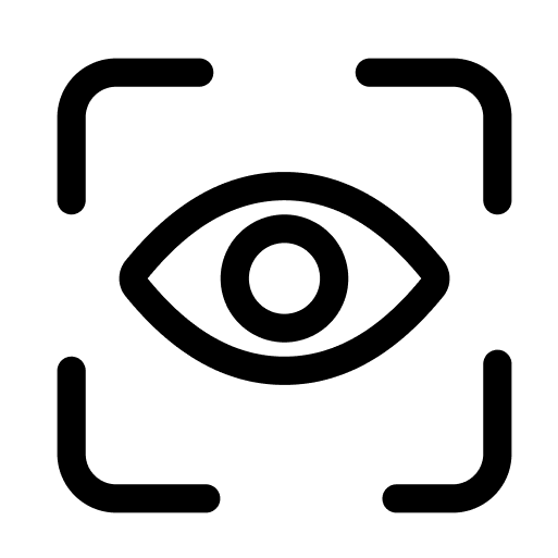 Eye tracking icon with focus frame symbol
