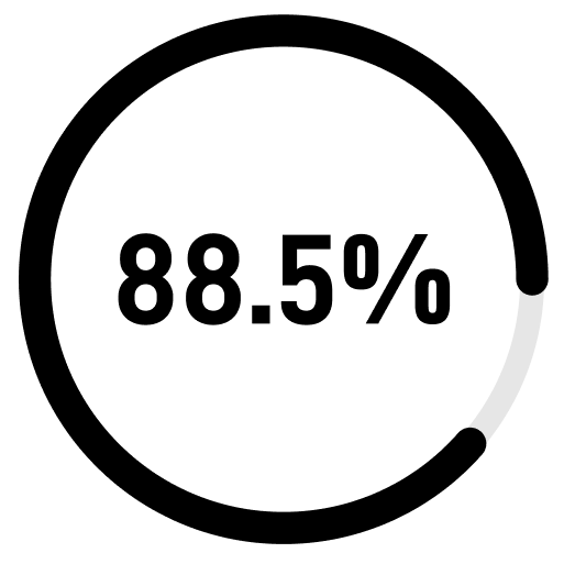 88.5% circular progress icon symbol
