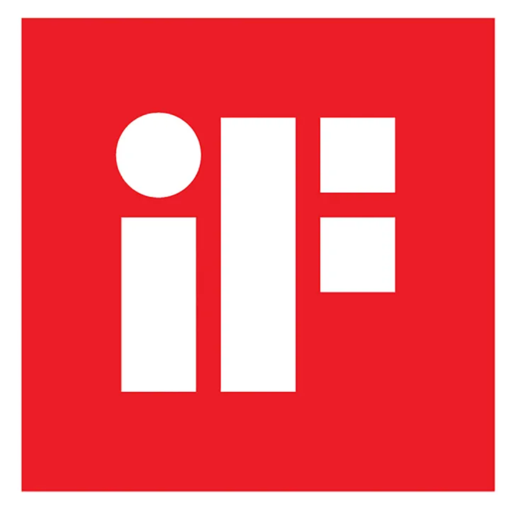 iF Design Award logo icon on red background
