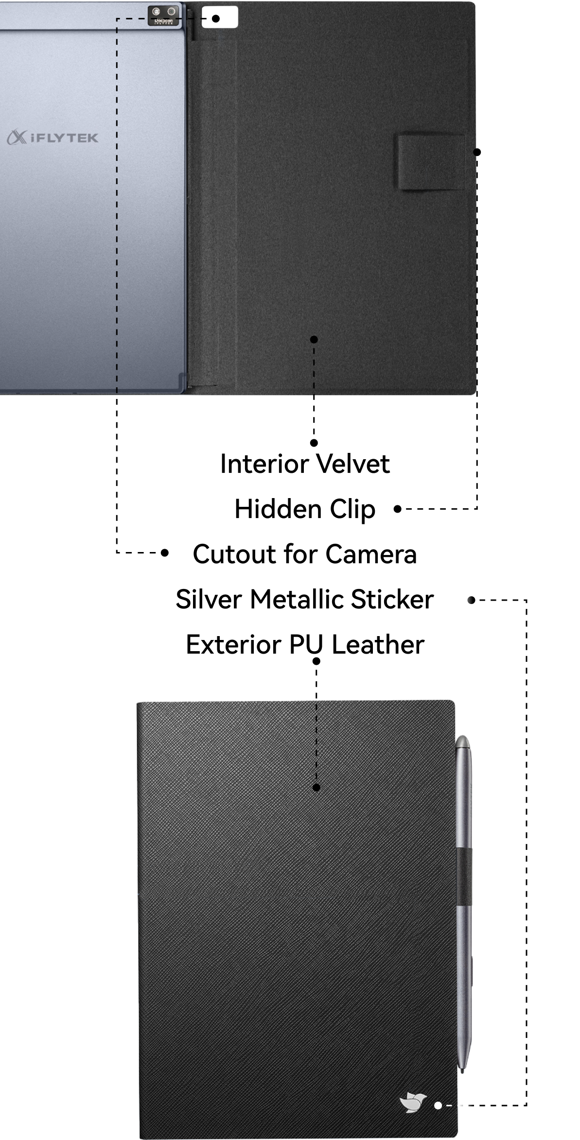 AI note taking tablet with protective cover and stylus
