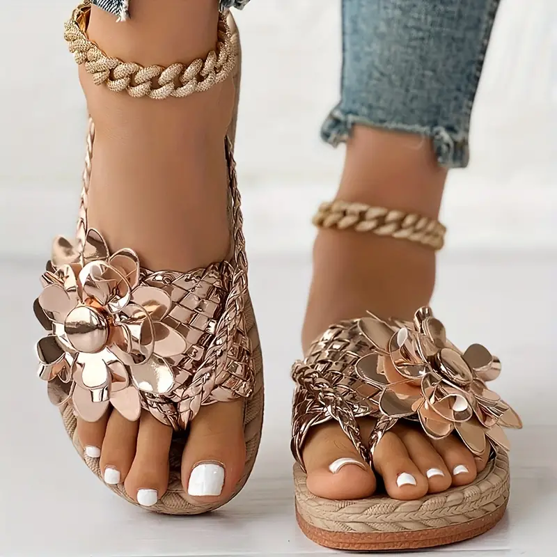womens colorful floral decor thong sandals slip on open toe non slip lightweight shoes vacation summer beach shoes details 6