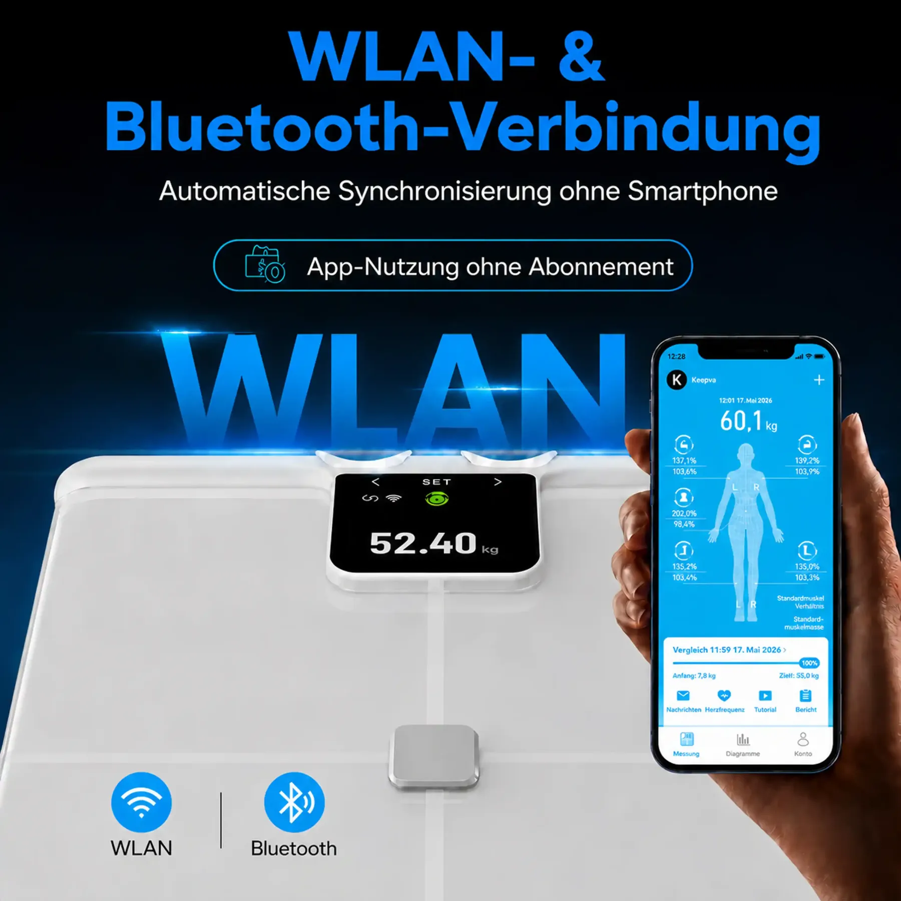 KEEPVA FitScan 8-Elektroden-Körperanalysewaage mit Doppelfrequenz