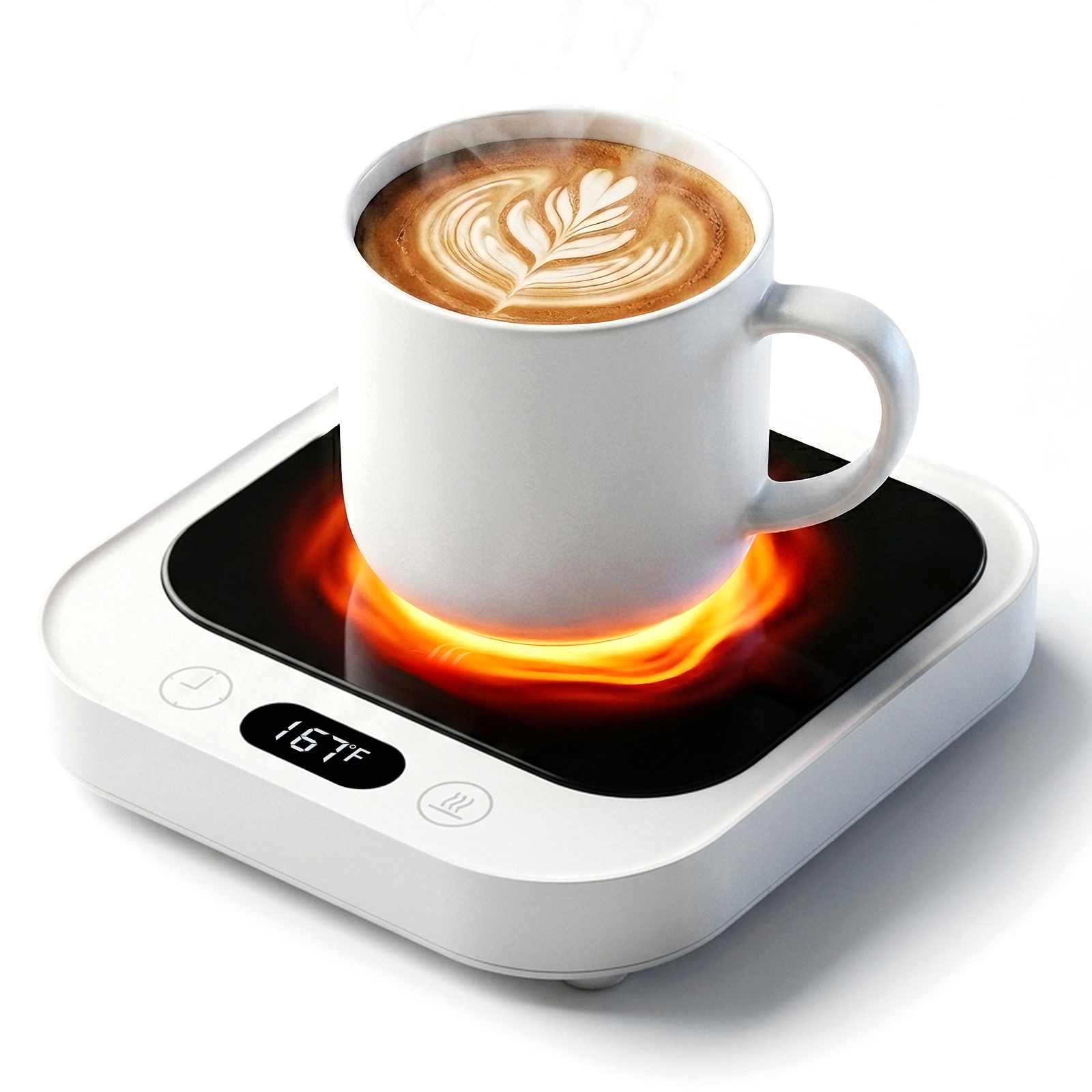 MQHOOB Desktop Mug Warmer, Cup Warmer for Desk with Auto Shut Off & 4 temperature settings，Electric coffee mug warmer for all cups warming coffee, milk, and candles(White)