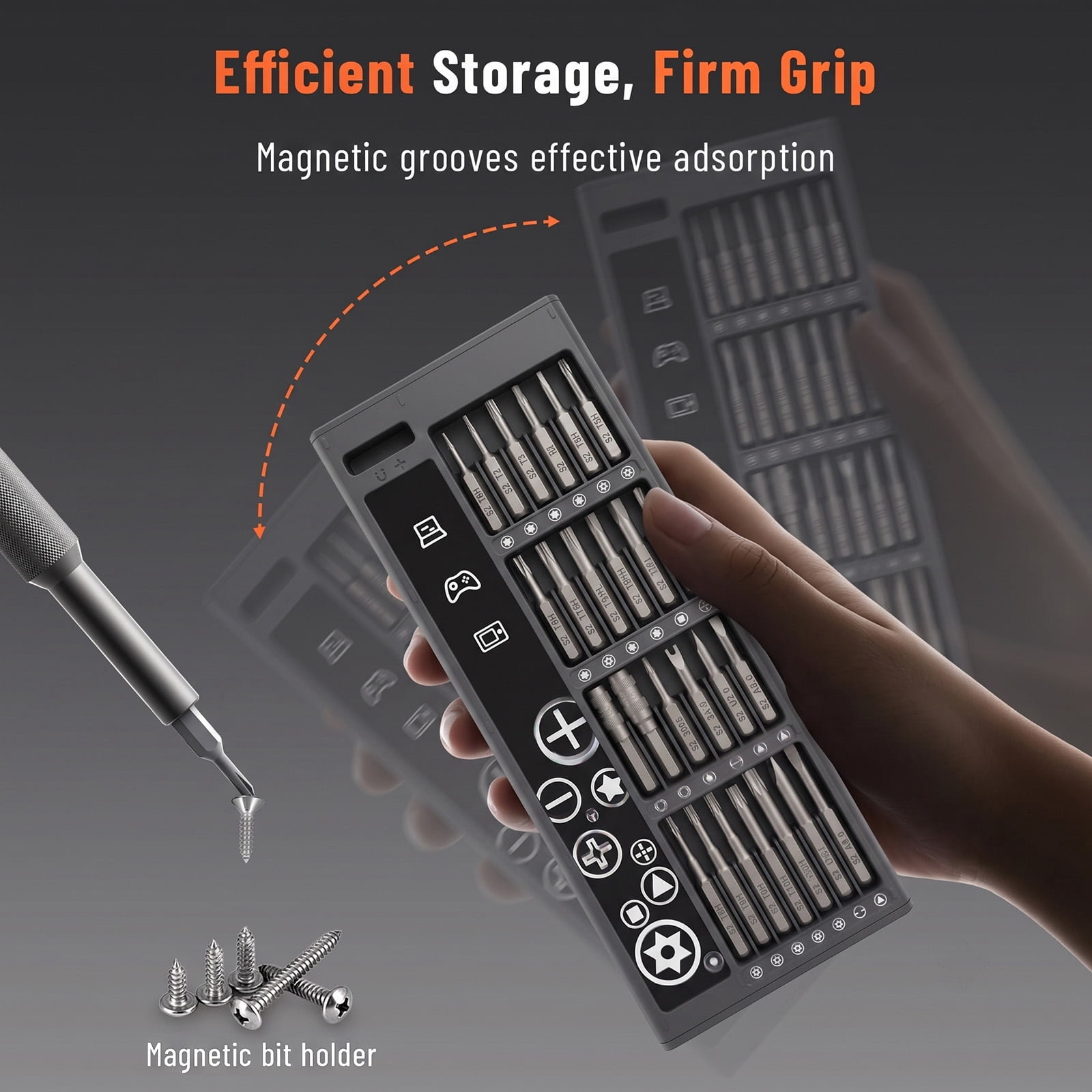 MQHOOB 68‑in‑1 Precision Screwdriver Set, Mini Manual Repair Screwdriver Kit with Magnetic Bits, for Phone, Camera, Laptop, Game Console & Electronics