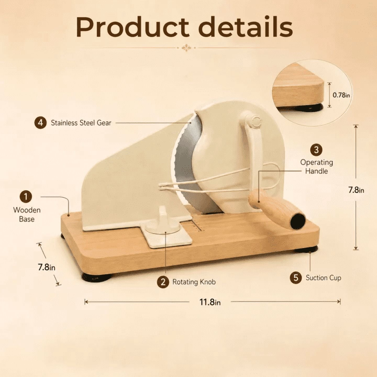 MQHOOB 11.8in×7.8in×7.8in Manual Bread Slicer, Adjustable Thickness Bread Cutter with Scale Lines & Suction Base, Upgraded Hand Crank Slicer for Even Homemade Sourdough Slices