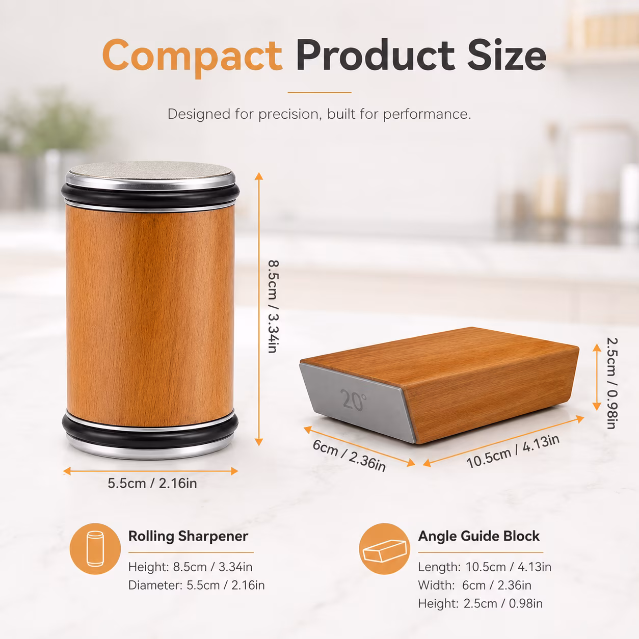 Rolling Knife Sharpener, Diamond and Ceramic Abrasive Sharpener with 15/20° Magnetic Angle Guide for Kitchen Chef and Outdoor Knives