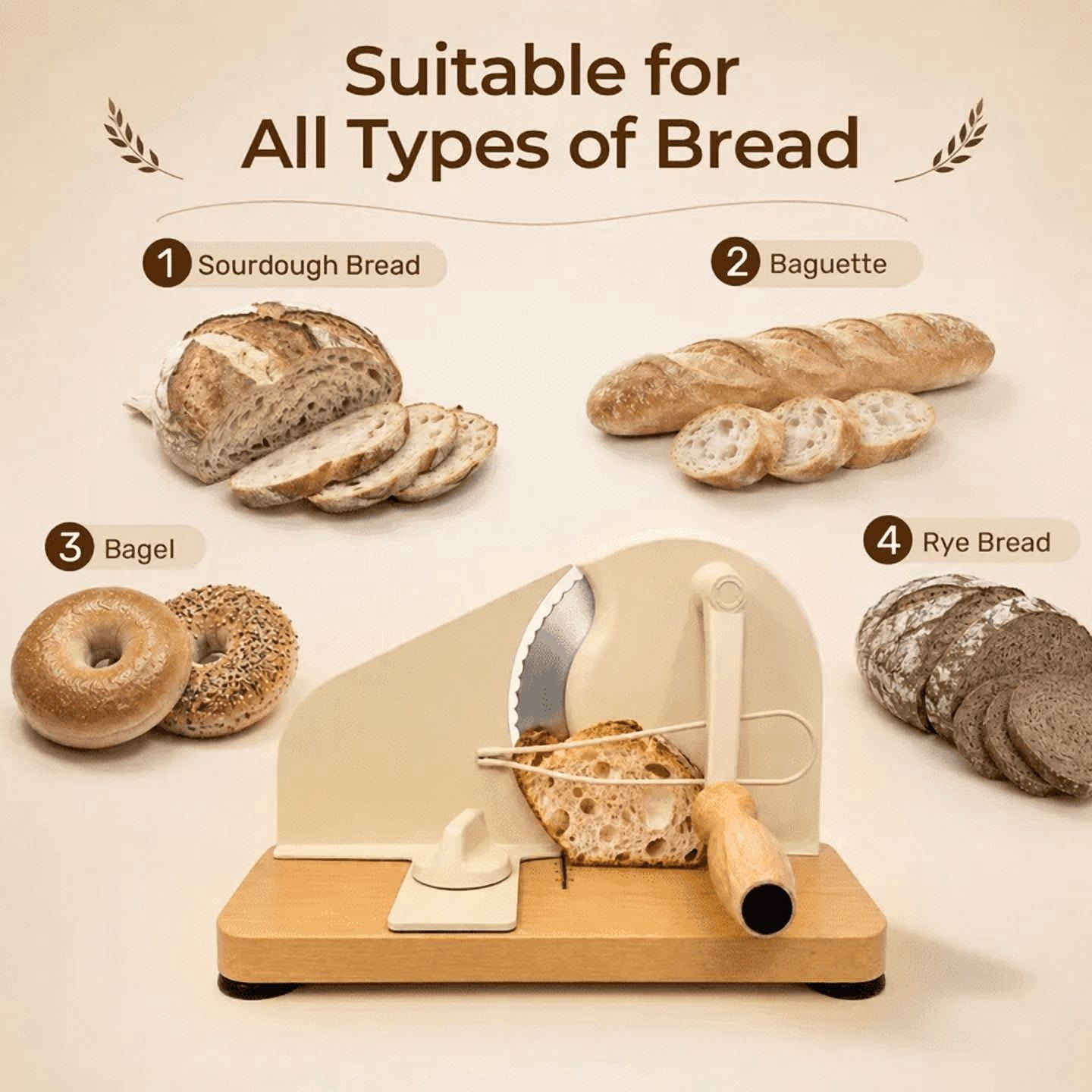 MQHOOB 11.8in×7.8in×7.8in Manual Bread Slicer, Adjustable Thickness Bread Cutter with Scale Lines & Suction Base, Upgraded Hand Crank Slicer for Even Homemade Sourdough Slices