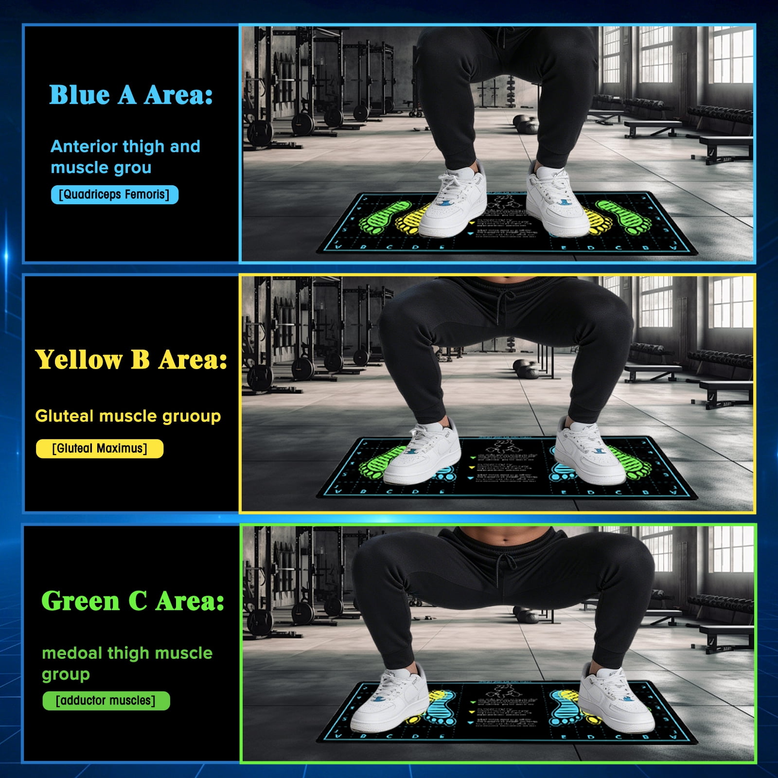 MQHOOB squat mat with foot position，30'' × 13.8'' Exercise Pad, 4mm Thickness Squat Mat Foot Positioning,Thick Workout Mat for Squats, Leg and Abdominal Training，Ideal Home Fitness Enthusiasts