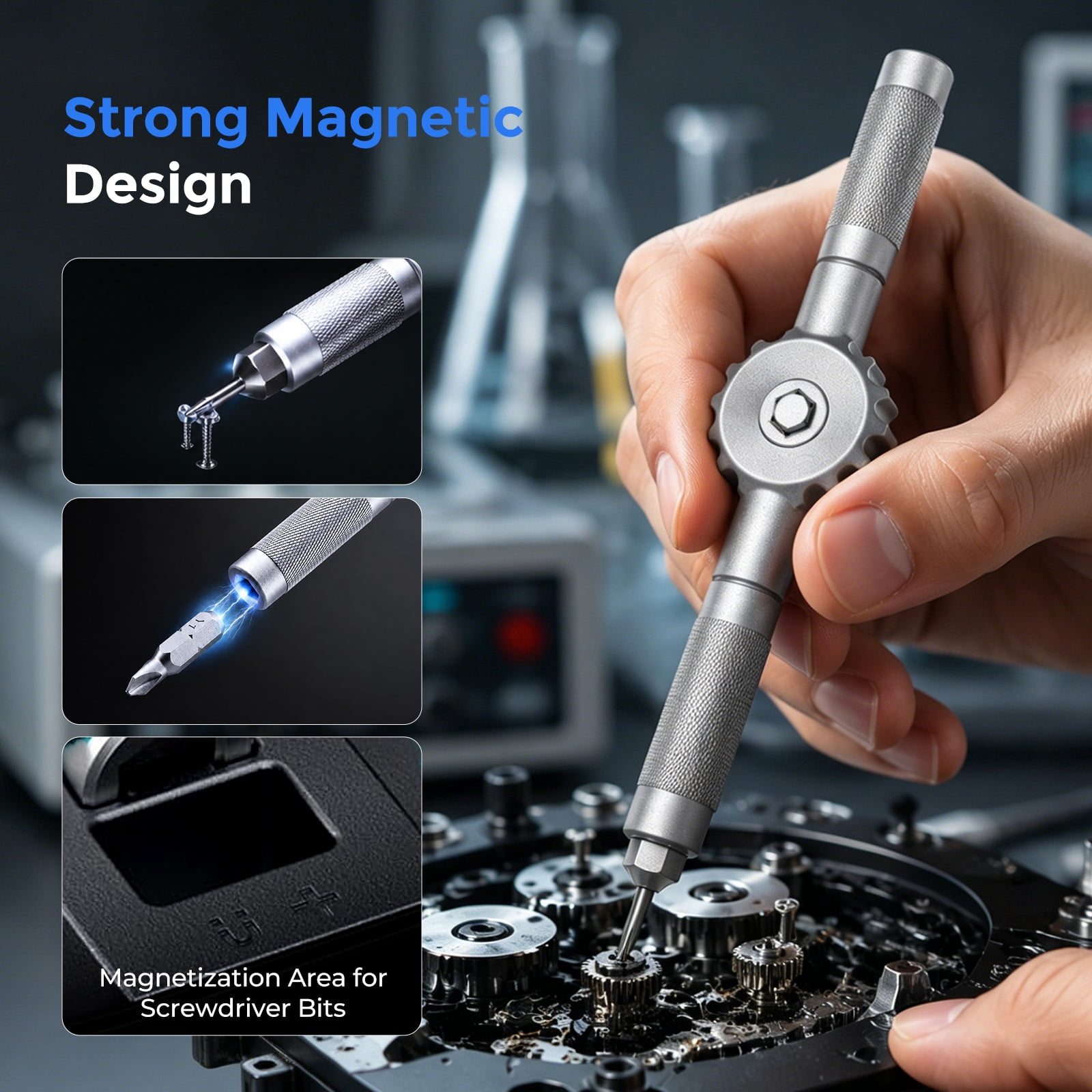 MQHOOB 64-in-1 Magnetic Ratchet Screwdriver Kit, S2 Steel Bits, Flexible Shaft, DIY Tool for Furniture, Electronics, Bike & Precision Repair