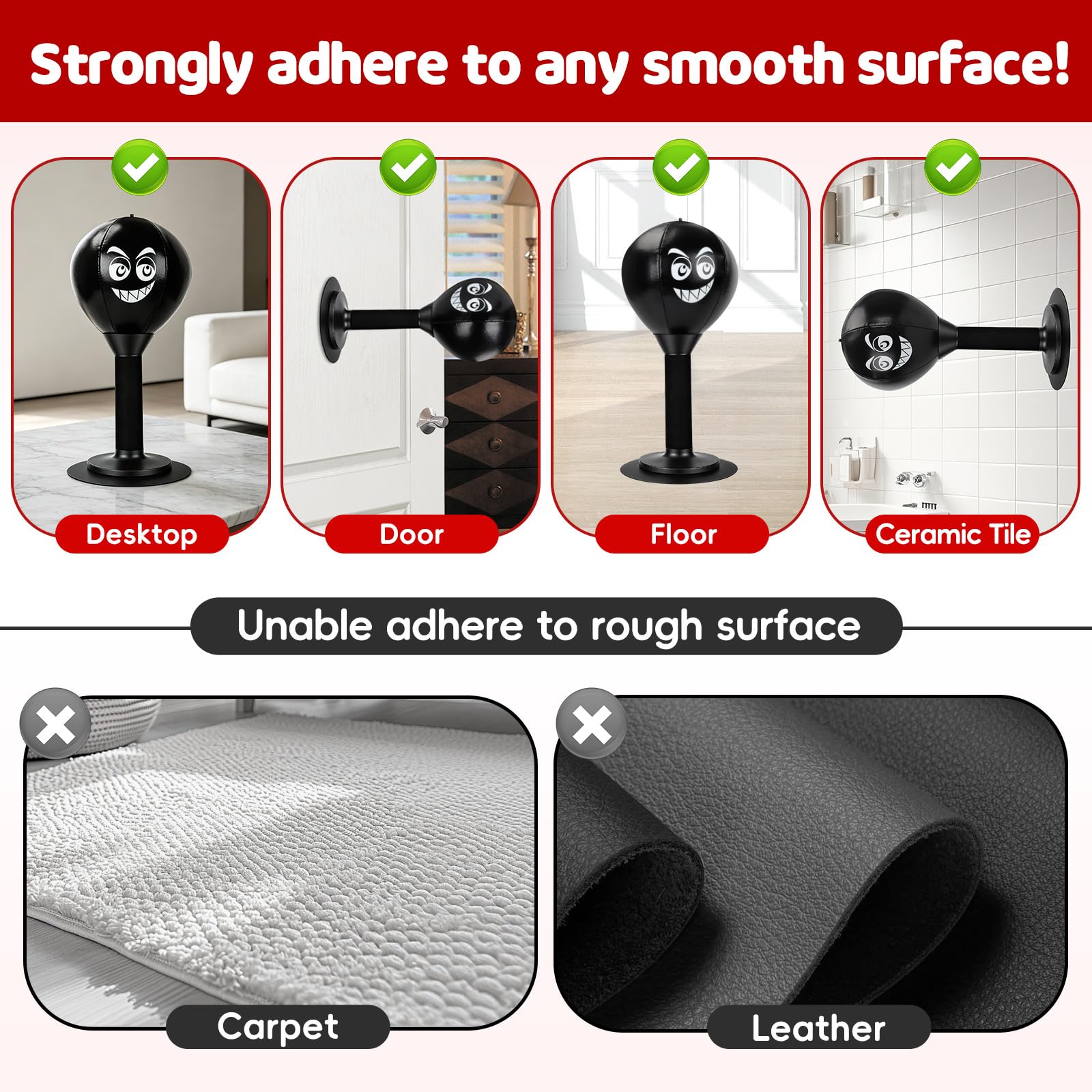 Desktop Punching Bag for Stress Relief , Portable Tabletop Design, Strong Suction Cup Tabletop Boxing Ball For All Ages, Suitable for Office or Home