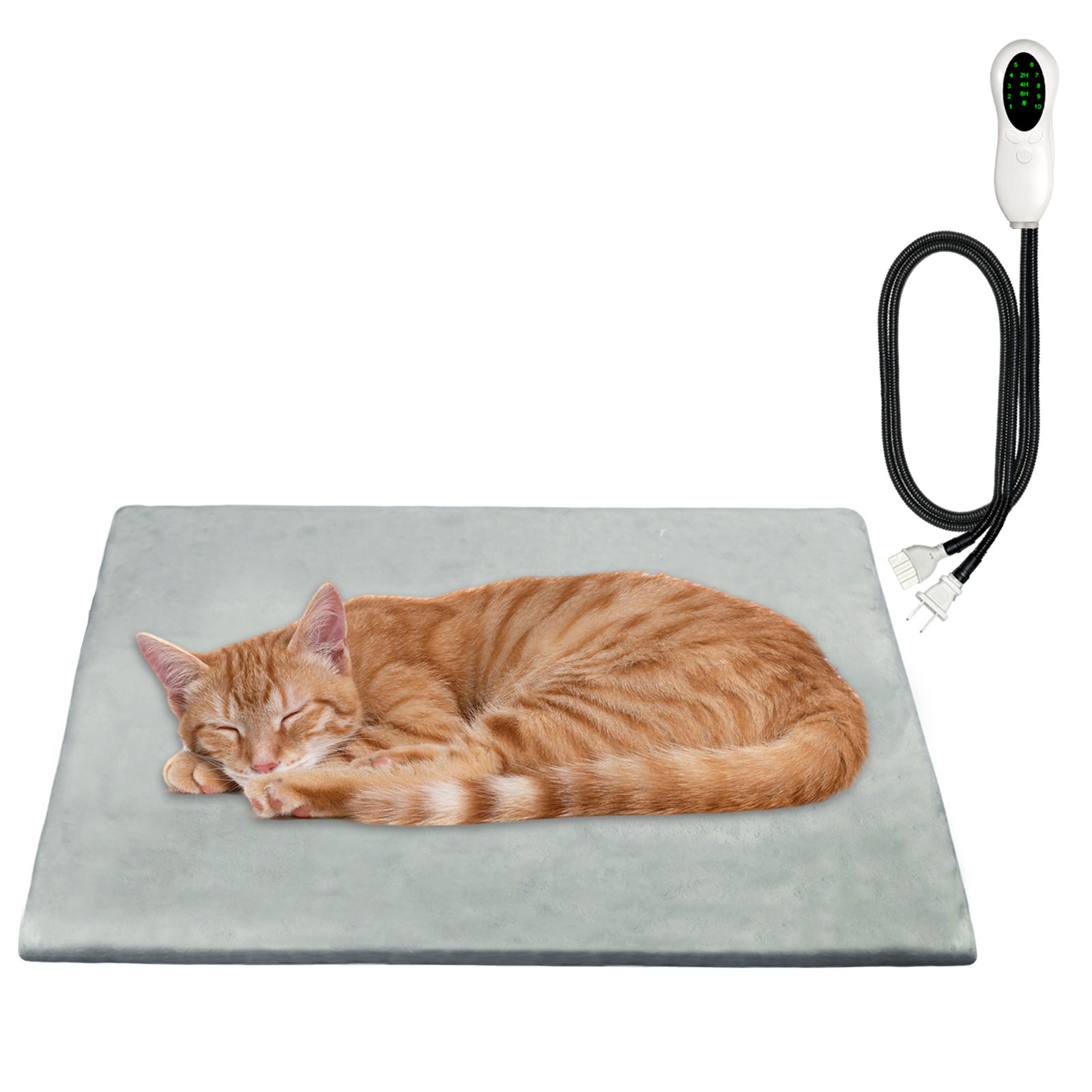 MQAAUP Pet Heating Pad, Waterproof & Chew Resistant, 10 Temp Settings with Timer, 17.8*19.7 in for Dogs & Cats