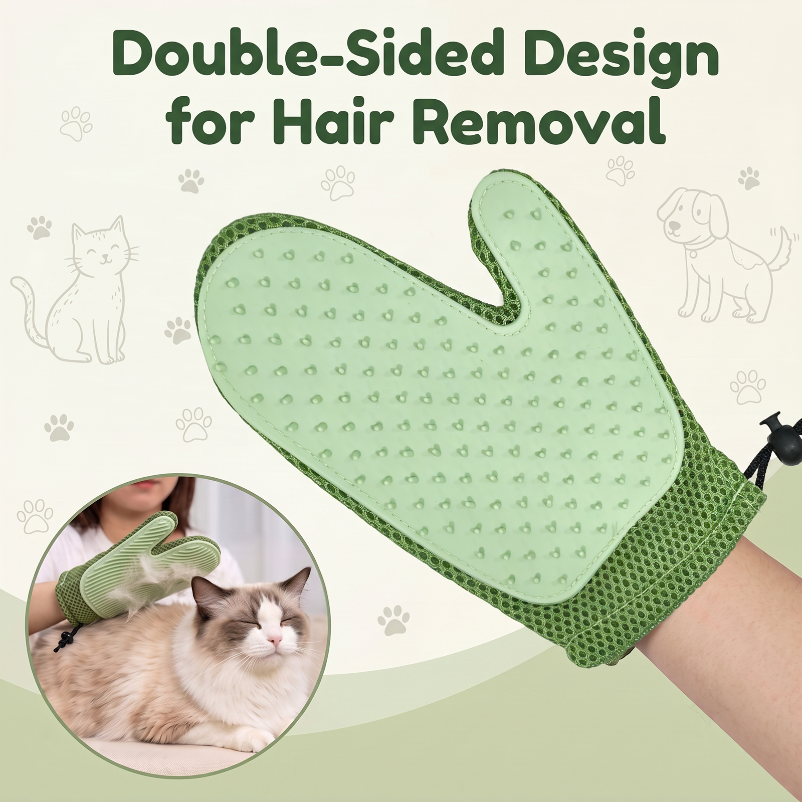 MQAAUP 3-in-1 Pet Hair Remover Kit for Cat & Dog,Dog Hair Removal Grooming Glove Carpet Rake for Clothes, Car Mats, Couch, Pet Bed, Furniture