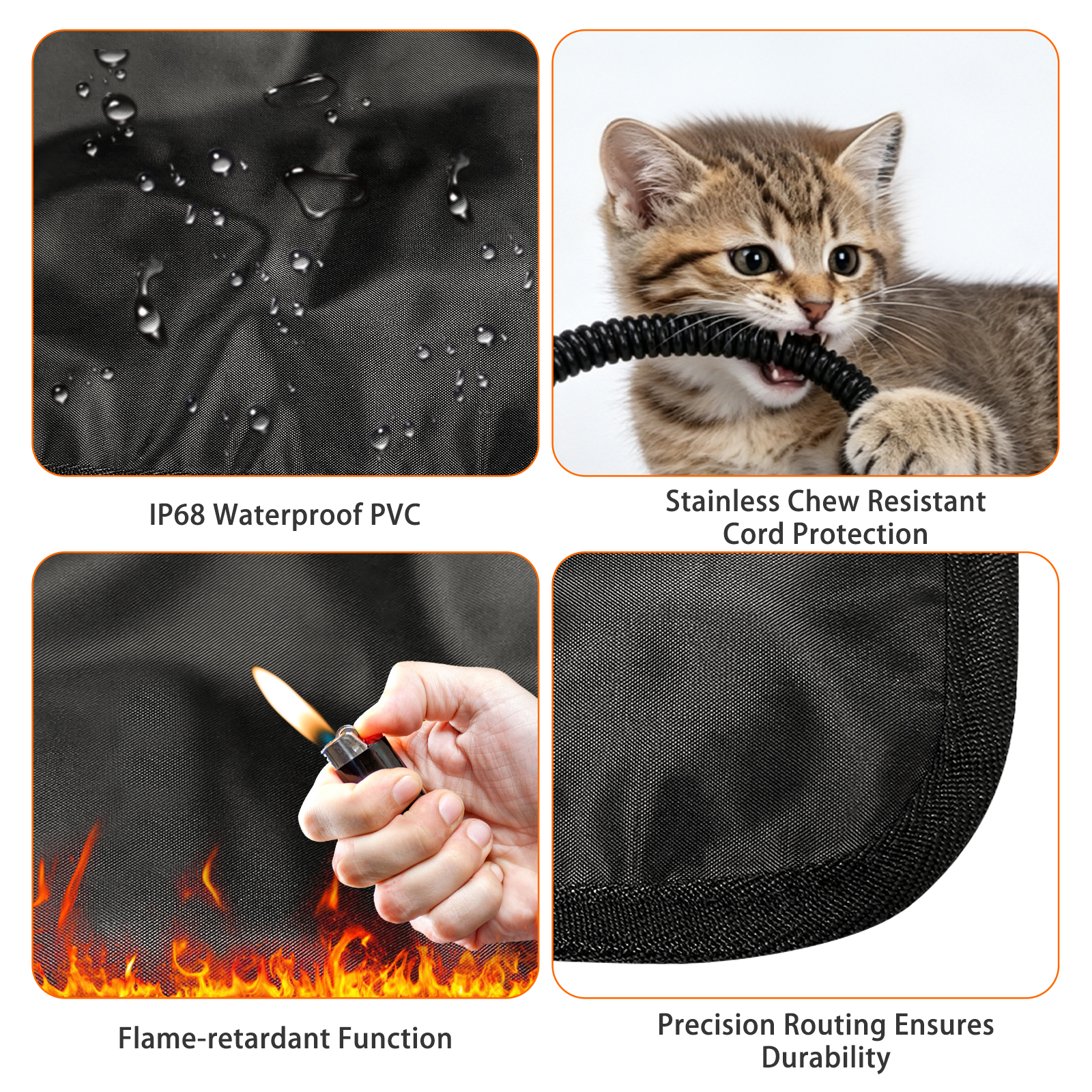 MQAAUP Pet Heating Pad, Waterproof & Chew Resistant, 10 Temp Settings with Timer, 17.8*19.7 in for Dogs & Cats