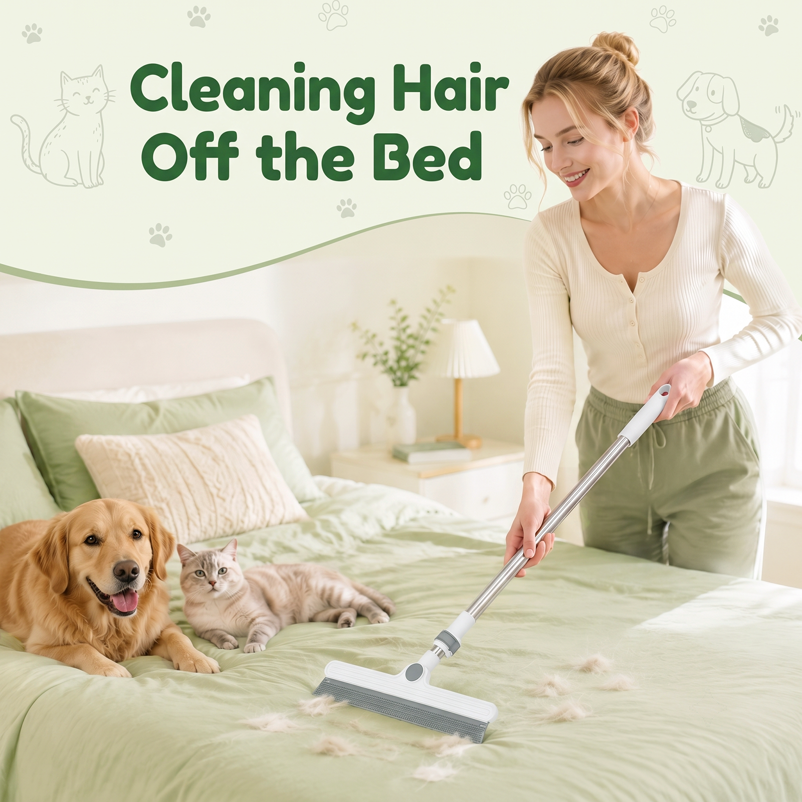 MQAAUP 3-in-1 Pet Hair Remover Kit for Cat & Dog,Dog Hair Removal Grooming Glove Carpet Rake for Clothes, Car Mats, Couch, Pet Bed, Furniture
