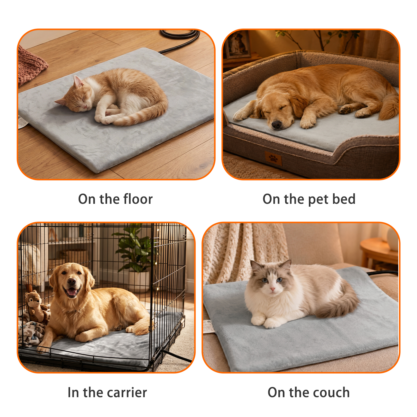 MQAAUP Pet Heating Pad, Waterproof & Chew Resistant, 10 Temp Settings with Timer, 17.8*19.7 in for Dogs & Cats