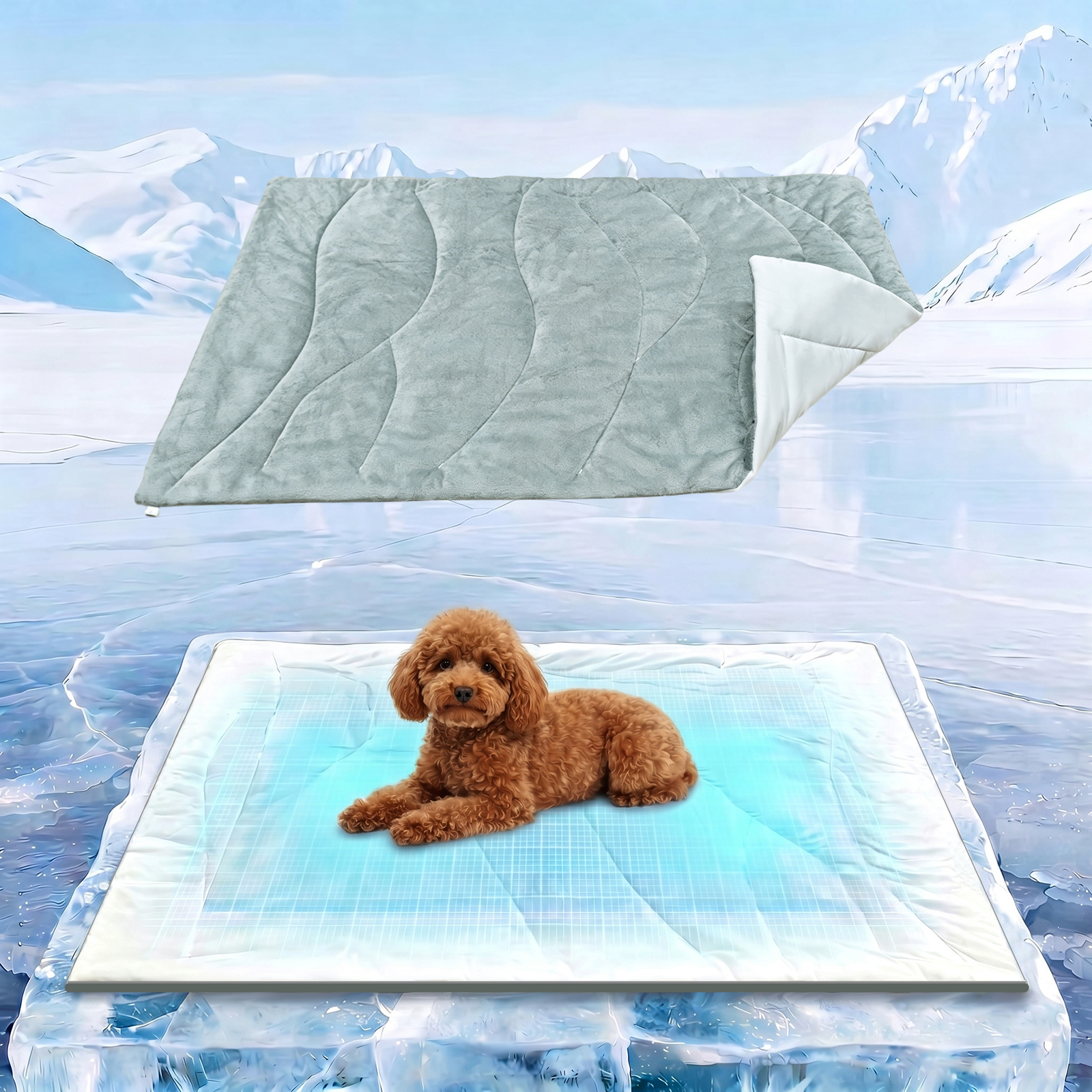 MQAAUP 2-in-1 Pet Cooling Mat for Large Dog , 36*23in Breathable Summer Washable Cold Pet Blanket, Soft Durable Self Cooling Dog Mat for Hot Weather