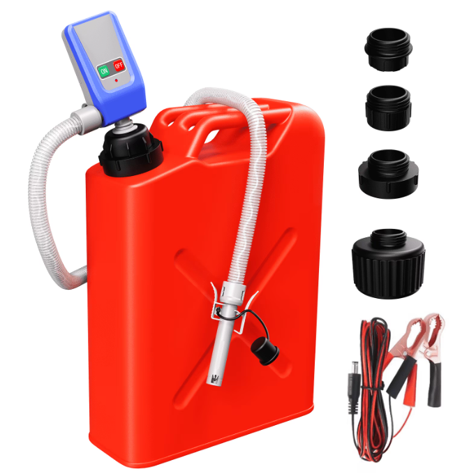 MQAAUP Automatic Fuel Transfer Pump with Auto-Stop, 51''Extra Long Hose, 3.2 Gallon per Min, 4 Can Adapters, Fast and Safe Portable Gas Can Pump for Oil, Diesel,Gasoline