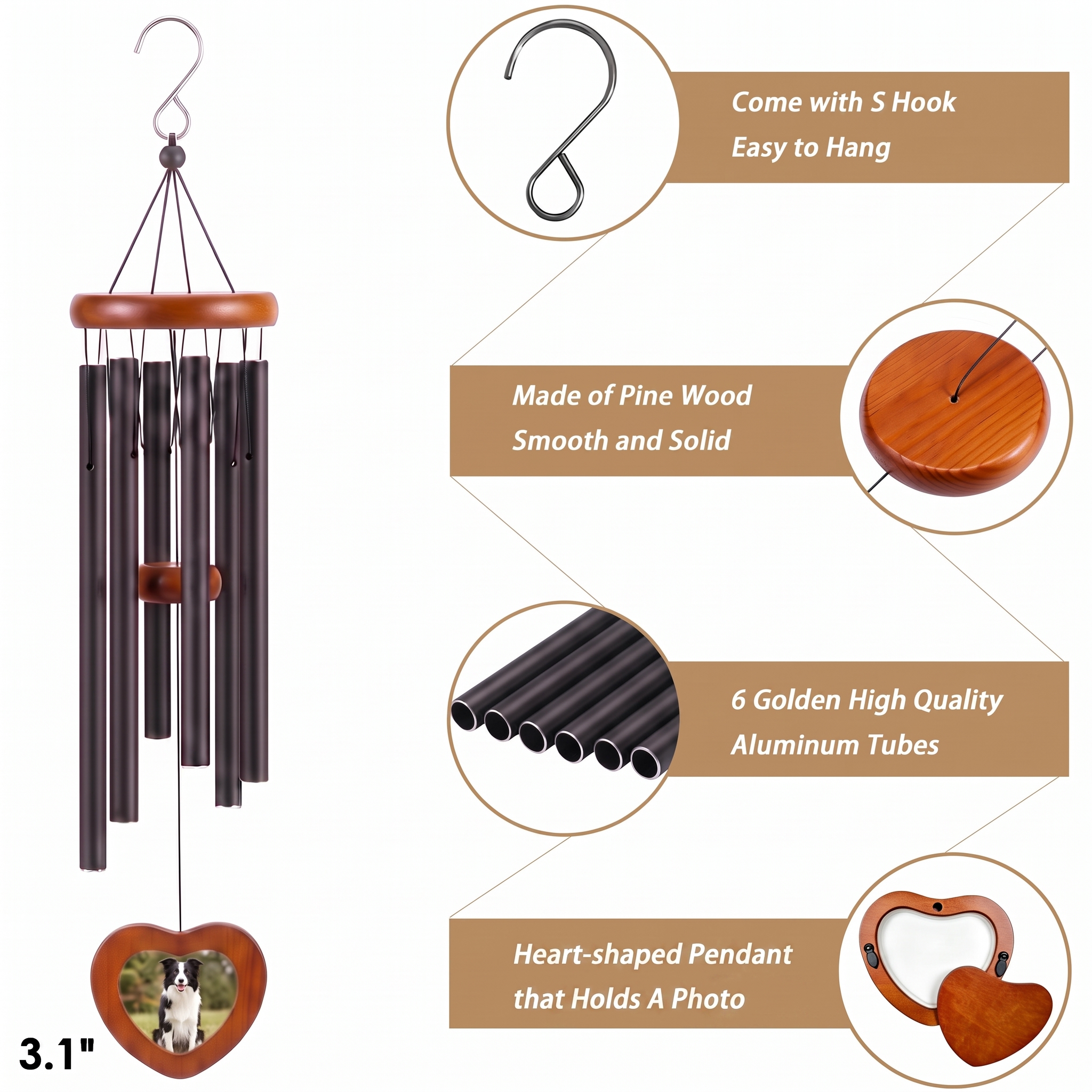 MQAAUP Dog Memorial Gifts, 24-inch Pet Memorial Wind Chime, Condolence Gift for the Loss of a Beloved Dog, Pet Memorial and Remembrance Gifts, Keepsakes to Honor a Loved One