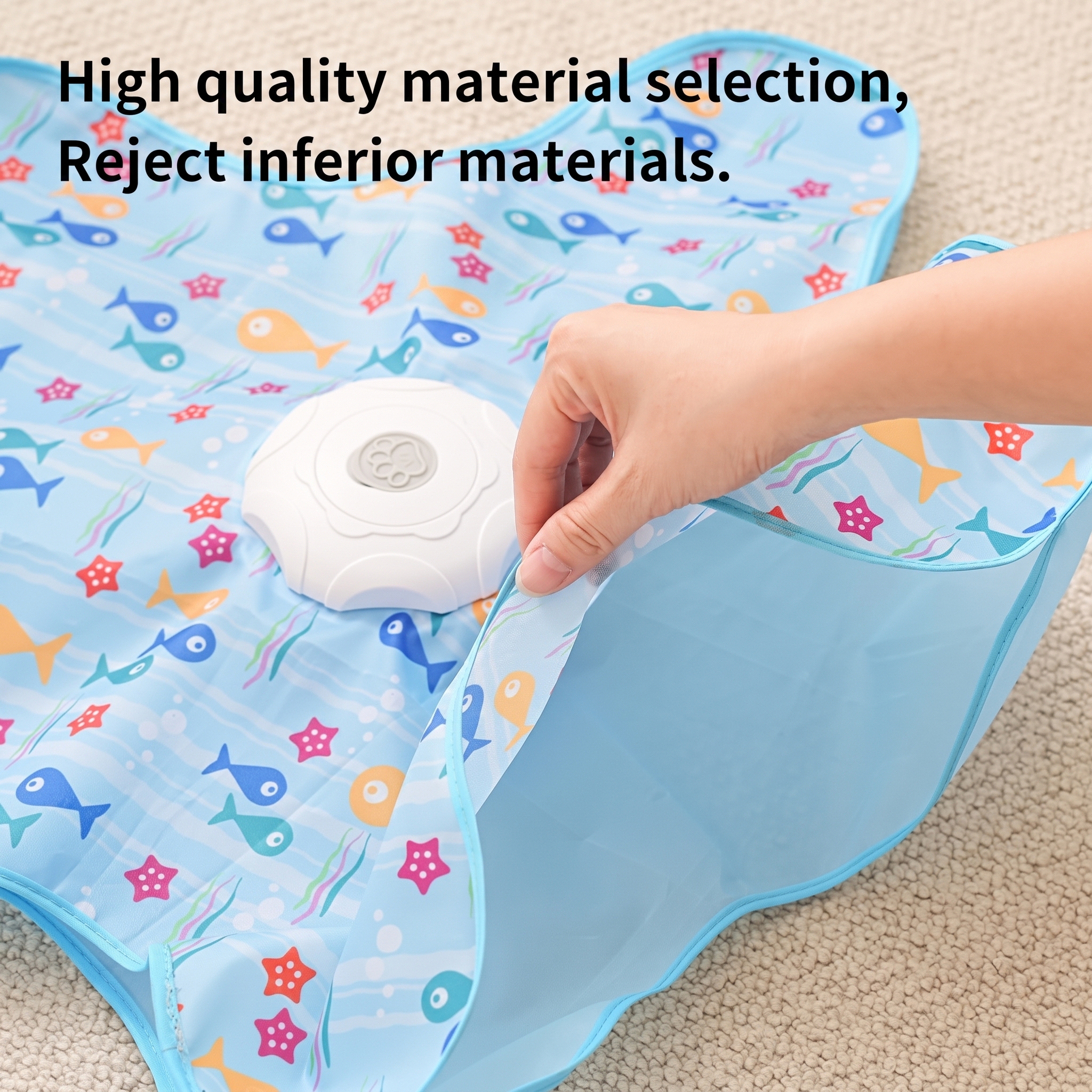 MQAAUP Interactive Automatic Cat Toy, Rechargeable 3-Mode Hunting Toy with Hidden Moving Feathers, Squeaky Bird Sound & Fish Pattern Cover for Indoor Cats & Kittens
