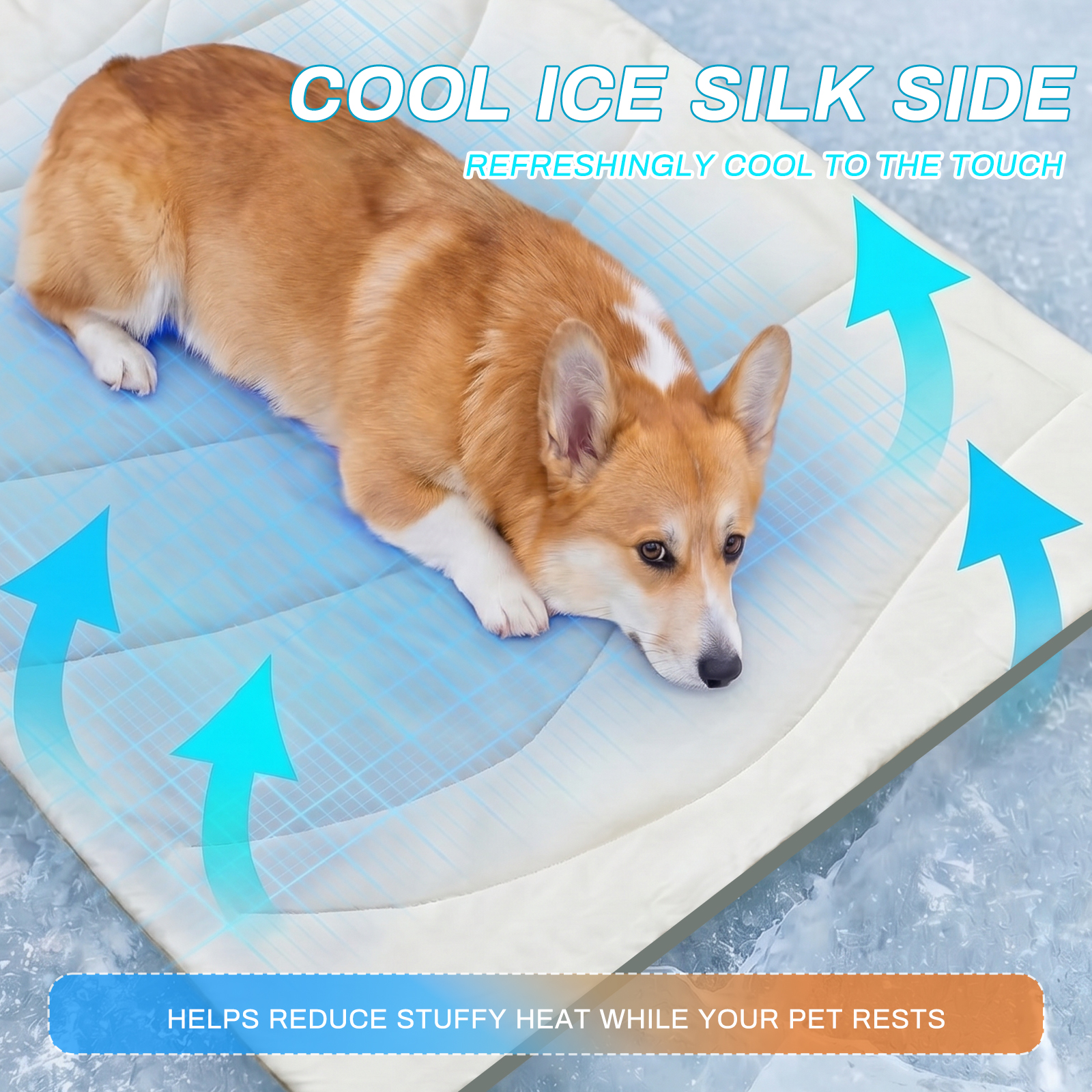 MQAAUP 2-in-1 Pet Cooling Mat for Large Dog , 36*23in Breathable Summer Washable Cold Pet Blanket, Soft Durable Self Cooling Dog Mat for Hot Weather