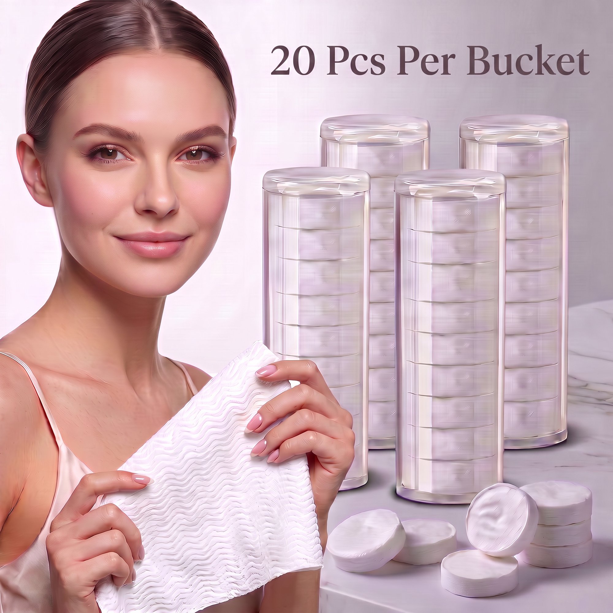 MQAAUP Disposable Compressed Face Towel Refills, 80 Count 4‑Bucket, Universal Replacement for Hot Towel Warmer Dispenser, Soft Towels for Home Spa Salon Use