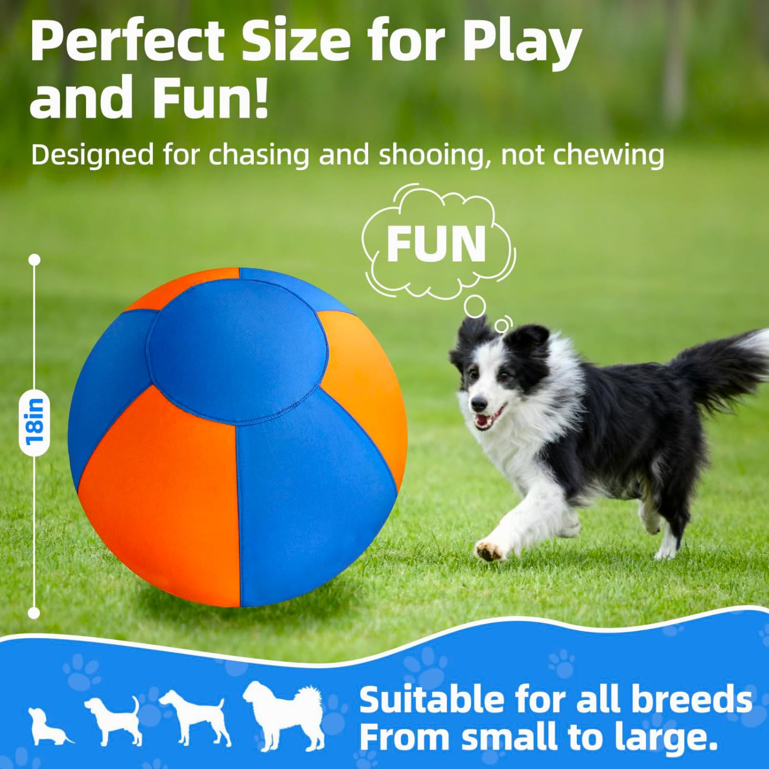 MQAAUP Herding Ball for Large Dogs, 18'' Upgraded Chew-Resistant Double-Layer Jolly Ball for Dogs,Dog Training Toy for Collie, Australian Shepherd, and All Herding Breeds
