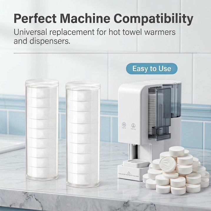 MQAAUP Disposable Compressed Face Towel Refills, 80 Count 4‑Bucket, Universal Replacement for Hot Towel Warmer Dispenser, Soft Towels for Home Spa Salon Use