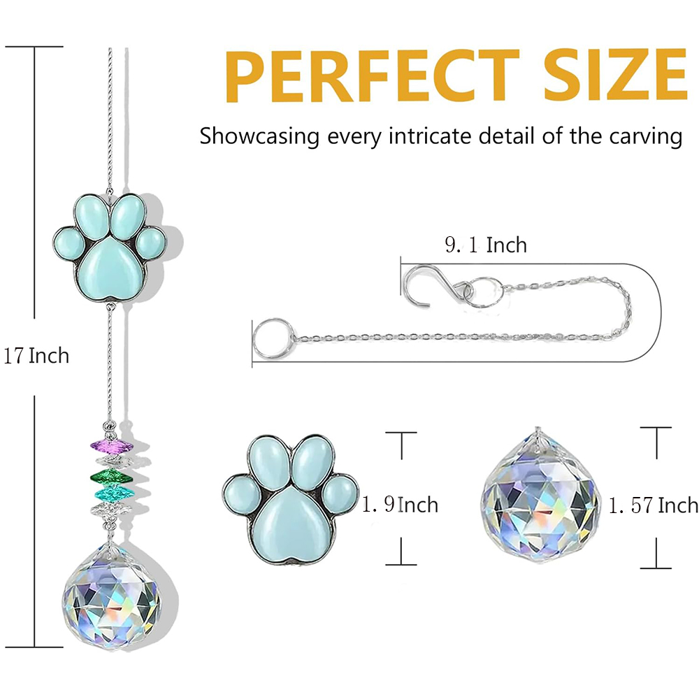  Hero image 0 of MQAAUP Pet Memorial Suncatcher,Dog Memorial Gifts, Pet Loss Sympathy, Thoughtful Dogs and Cats Bereavement Remembrance Gifts, Natural Cat's Eye Paw Crystal Suncatcher, 0 of 7   MQAAUP MQAAUP Pet Memorial Suncatcher,Dog Memorial Gifts, Pet