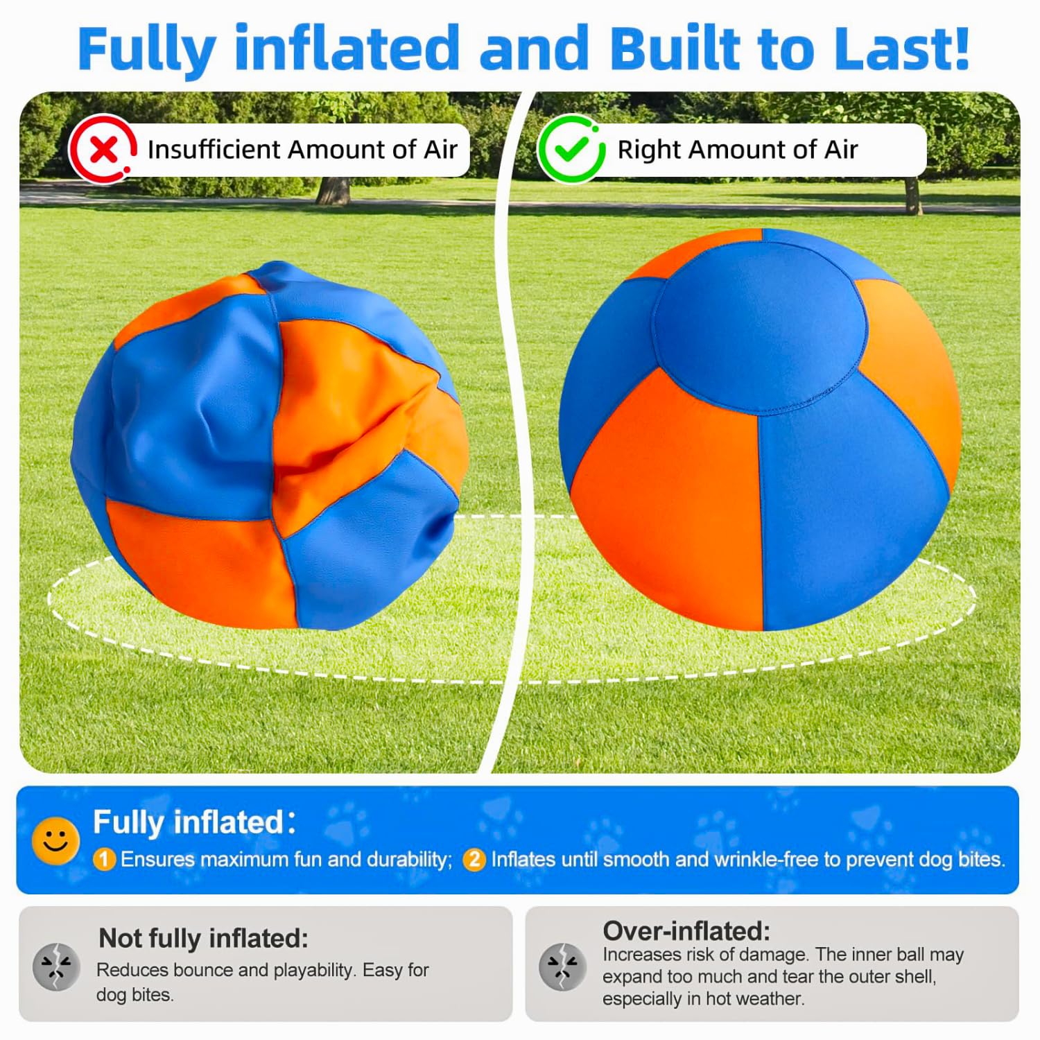 MQAAUP Herding Ball for Large Dogs, 18'' Upgraded Chew-Resistant Double-Layer Jolly Ball for Dogs,Dog Training Toy for Collie, Australian Shepherd, and All Herding Breeds