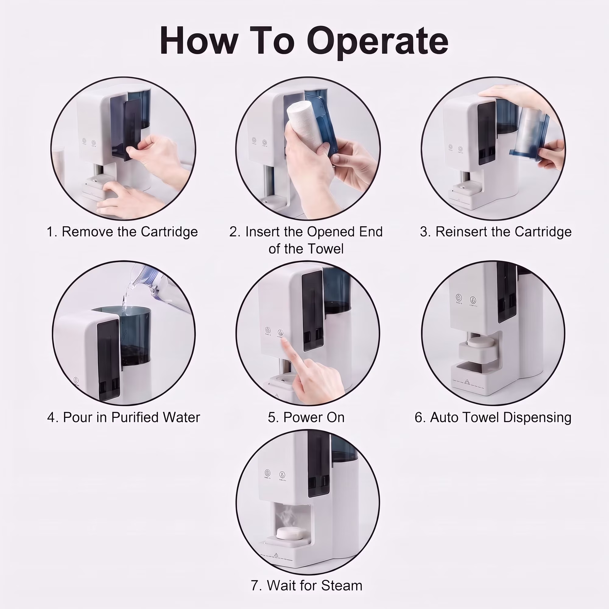 MQAAUP Hot Face Towel Dispenser, Automatic Towel Heater Machine, Portable Towel Warmer, 5‑10s Fast Heating 55°C Constant Temp, 500ml Water Tank with 2 Rolls of Towels for Spa Bath Household Use