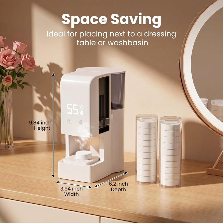 MQAAUP Hot Face Towel Dispenser, Automatic Towel Heater Machine, Portable Towel Warmer, 5‑10s Fast Heating 55°C Constant Temp, 500ml Water Tank with 2 Rolls of Towels for Spa Bath Household Use