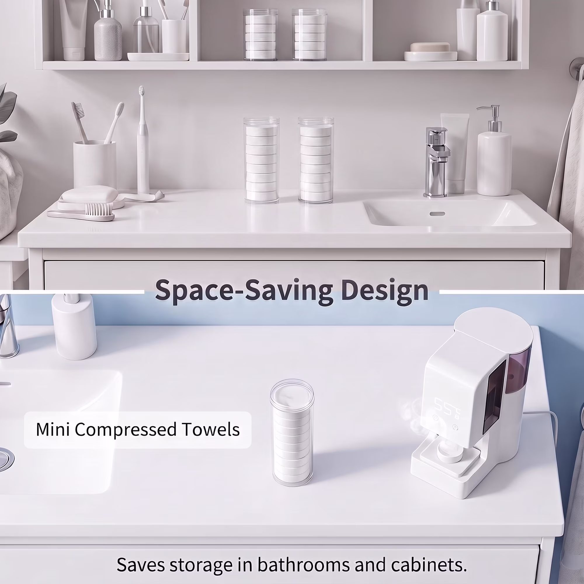MQAAUP Disposable Compressed Face Towel Refills, 80 Count 4‑Bucket, Universal Replacement for Hot Towel Warmer Dispenser, Soft Towels for Home Spa Salon Use