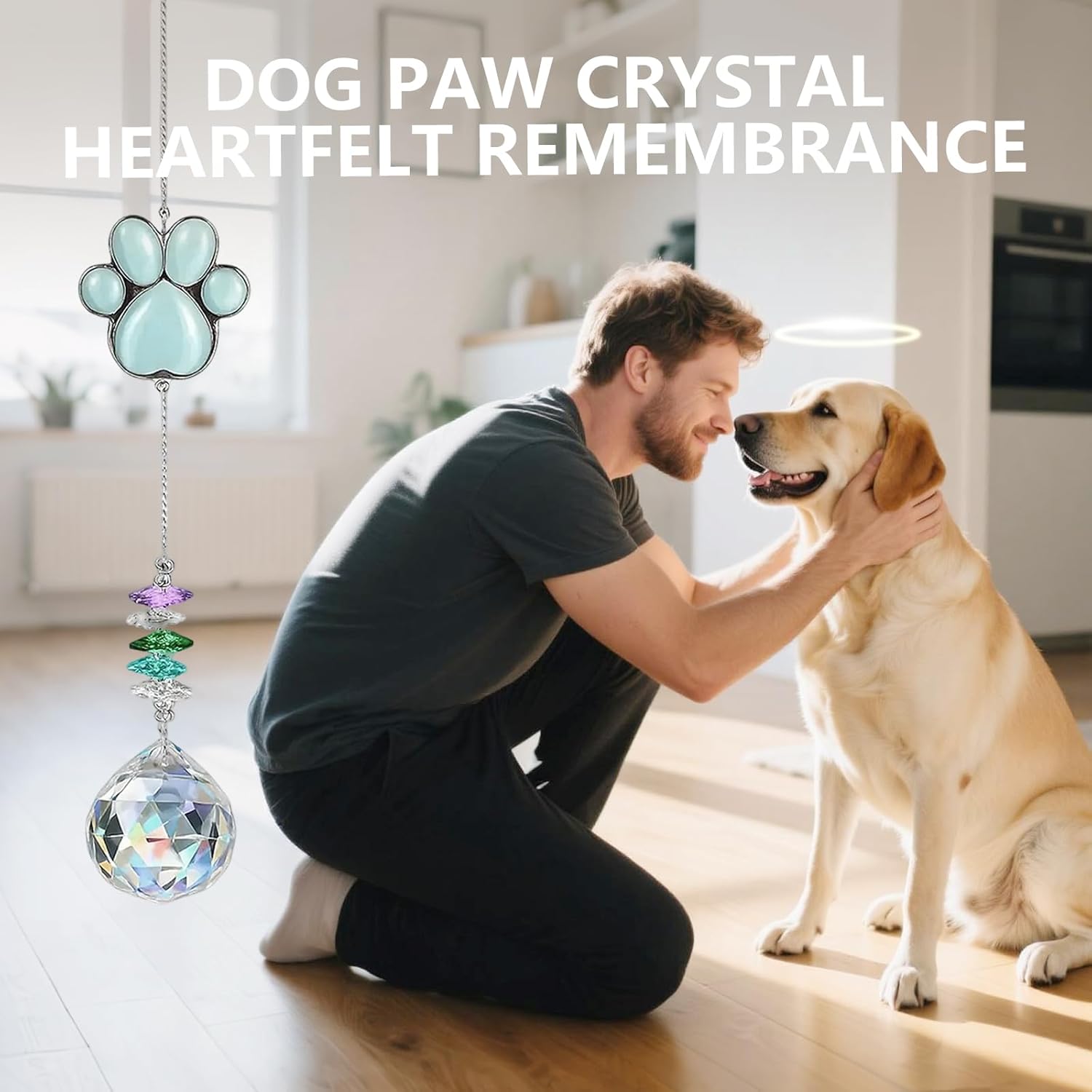  Hero image 0 of MQAAUP Pet Memorial Suncatcher,Dog Memorial Gifts, Pet Loss Sympathy, Thoughtful Dogs and Cats Bereavement Remembrance Gifts, Natural Cat's Eye Paw Crystal Suncatcher, 0 of 7   MQAAUP MQAAUP Pet Memorial Suncatcher,Dog Memorial Gifts, Pet