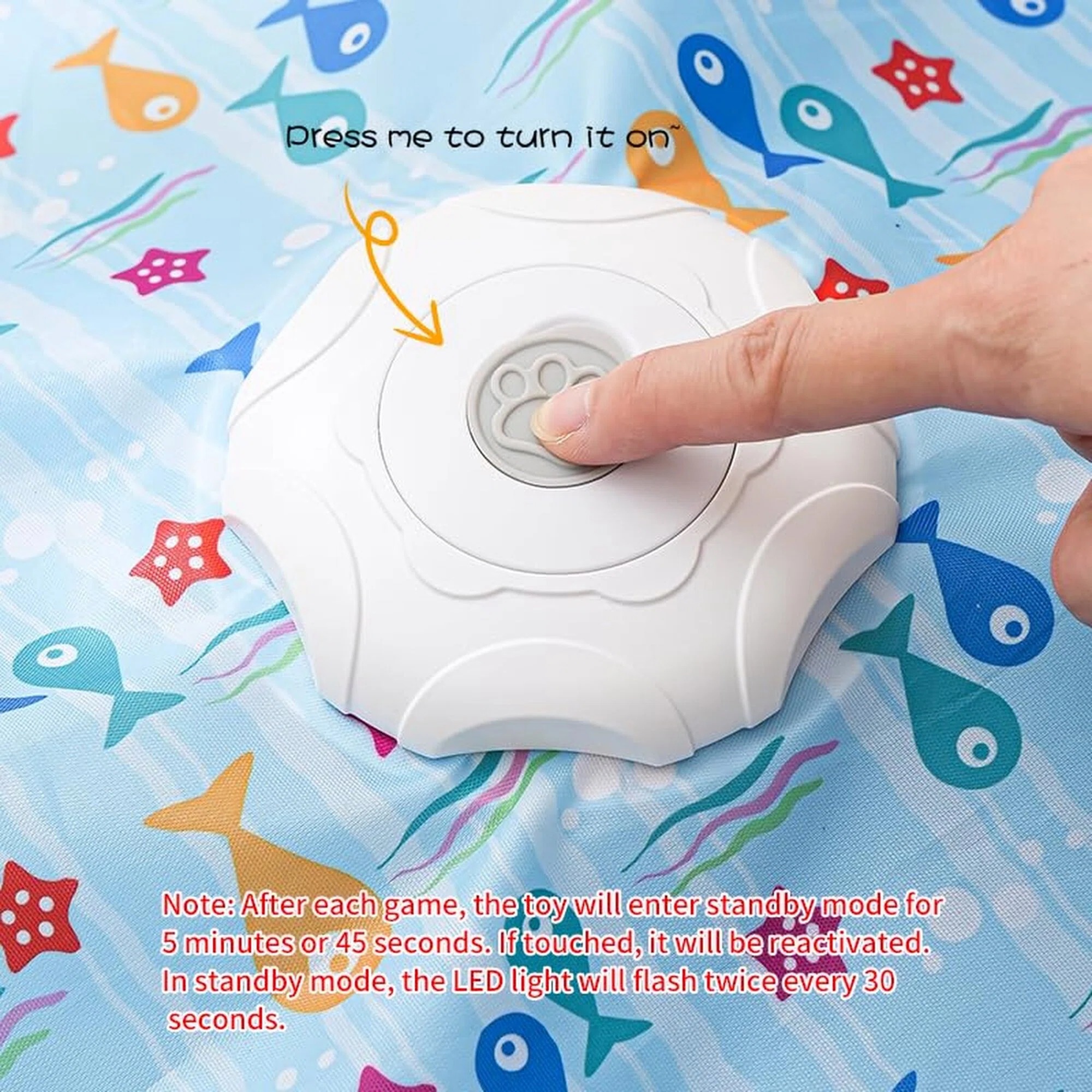 MQAAUP Interactive Automatic Cat Toy, Rechargeable 3-Mode Hunting Toy with Hidden Moving Feathers, Squeaky Bird Sound & Fish Pattern Cover for Indoor Cats & Kittens