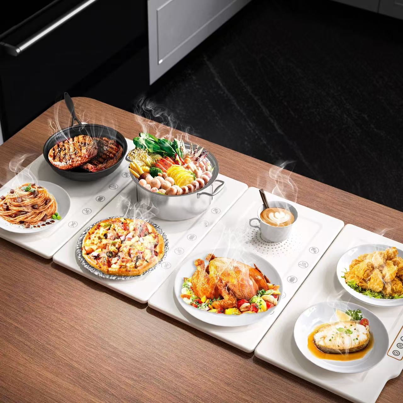 MQAAUP Electric Hot Plate Food Warming Mat, Metal Foldable and Portable Heating Warmers Trays for Kitchen,Parties, Buffet,