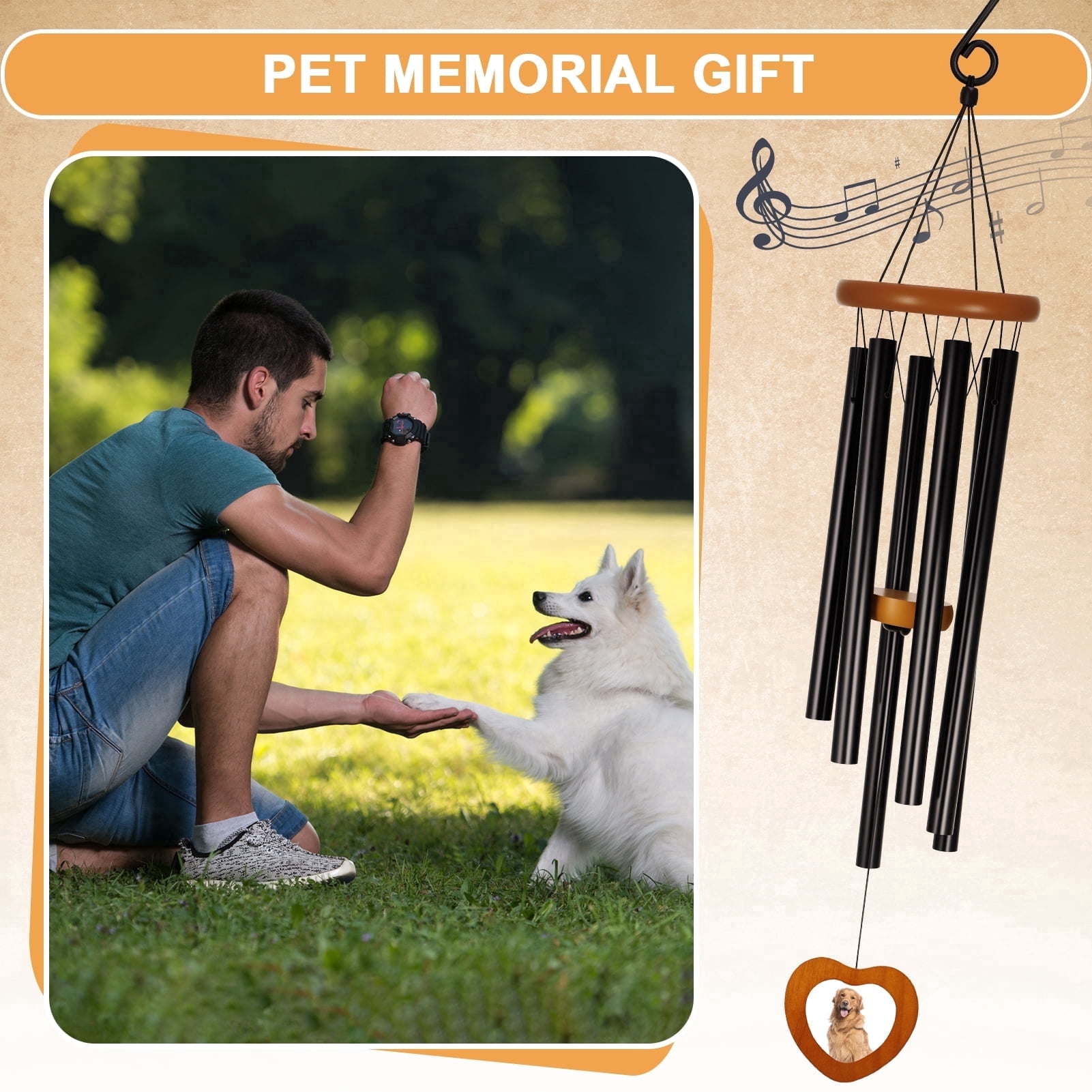 MQAAUP Dog Memorial Gifts, 24-inch Pet Memorial Wind Chime, Condolence Gift for the Loss of a Beloved Dog, Pet Memorial and Remembrance Gifts, Keepsakes to Honor a Loved One