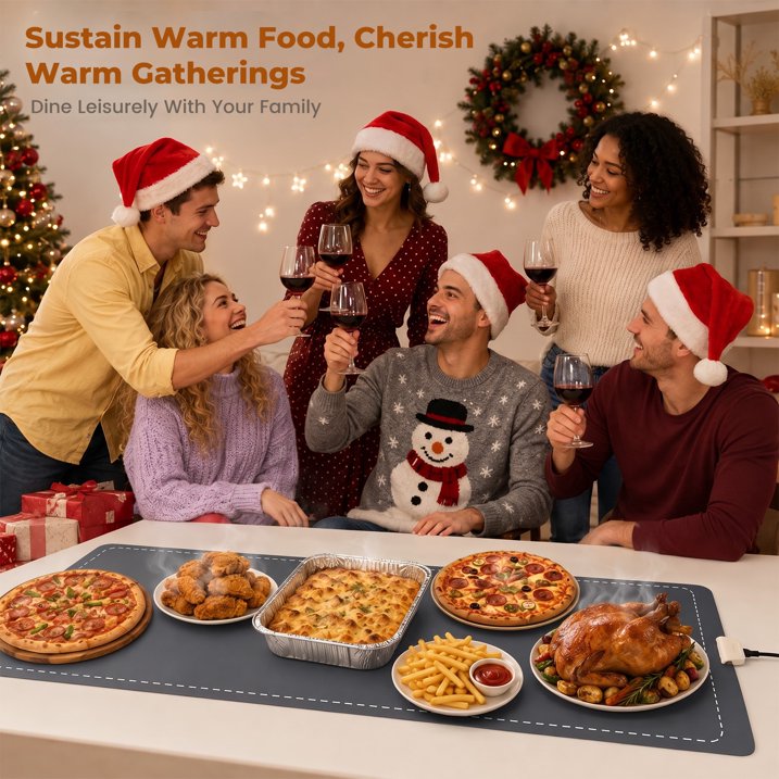 MQAAUP Food Warming Mat 35"x14", Electric Warming Tray, 5 Heat Levels, 6H Auto Shut Off Timer & Child Lock for Buffet, Party & Home Use