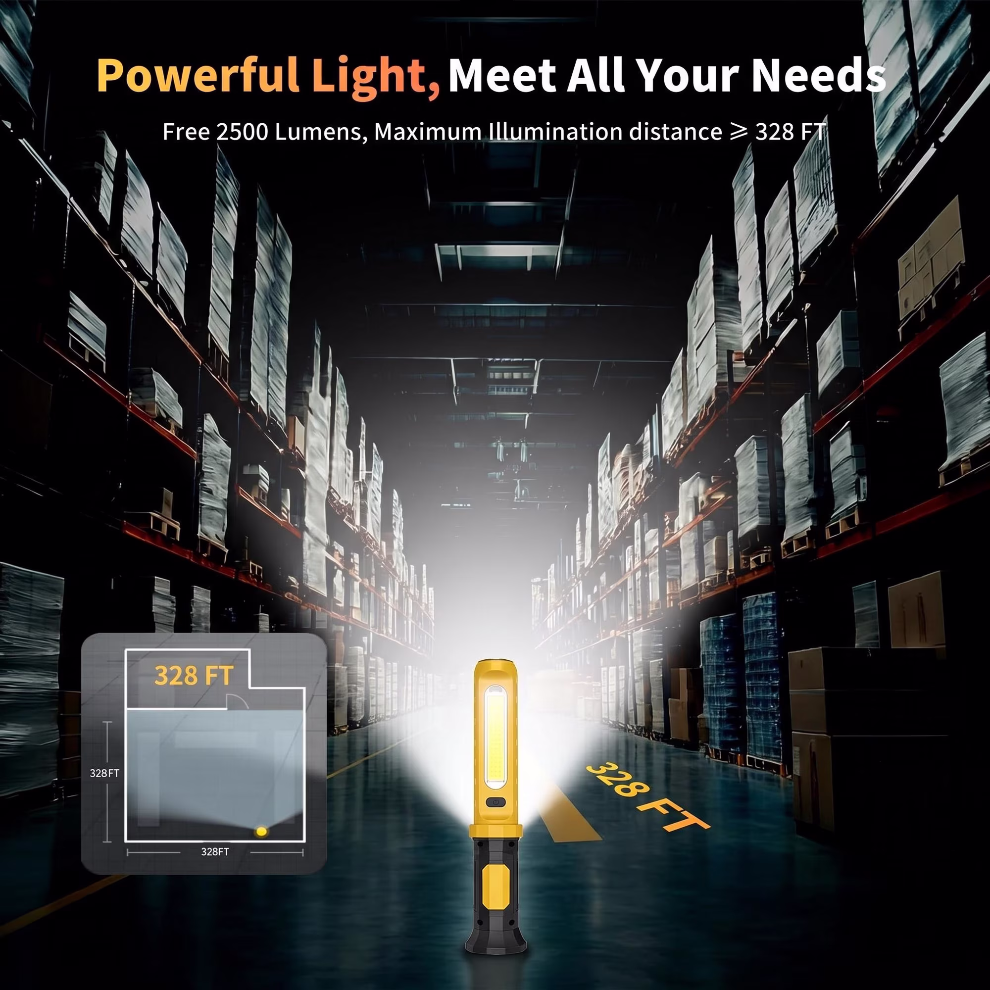 MQAAUP Work Light for Mechanic, 2000LM COB LED, Rechargeable, Magnetic Light Bar, Under Hood Magnetic Work Light with Power Bank for Car Repair Inspection Garage Workshop Emergency Outdoor Use